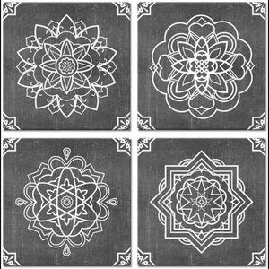 4 Pieces Flower Pattern Canvas Prints Mandala Boho Flower Abstrac 12x12inch